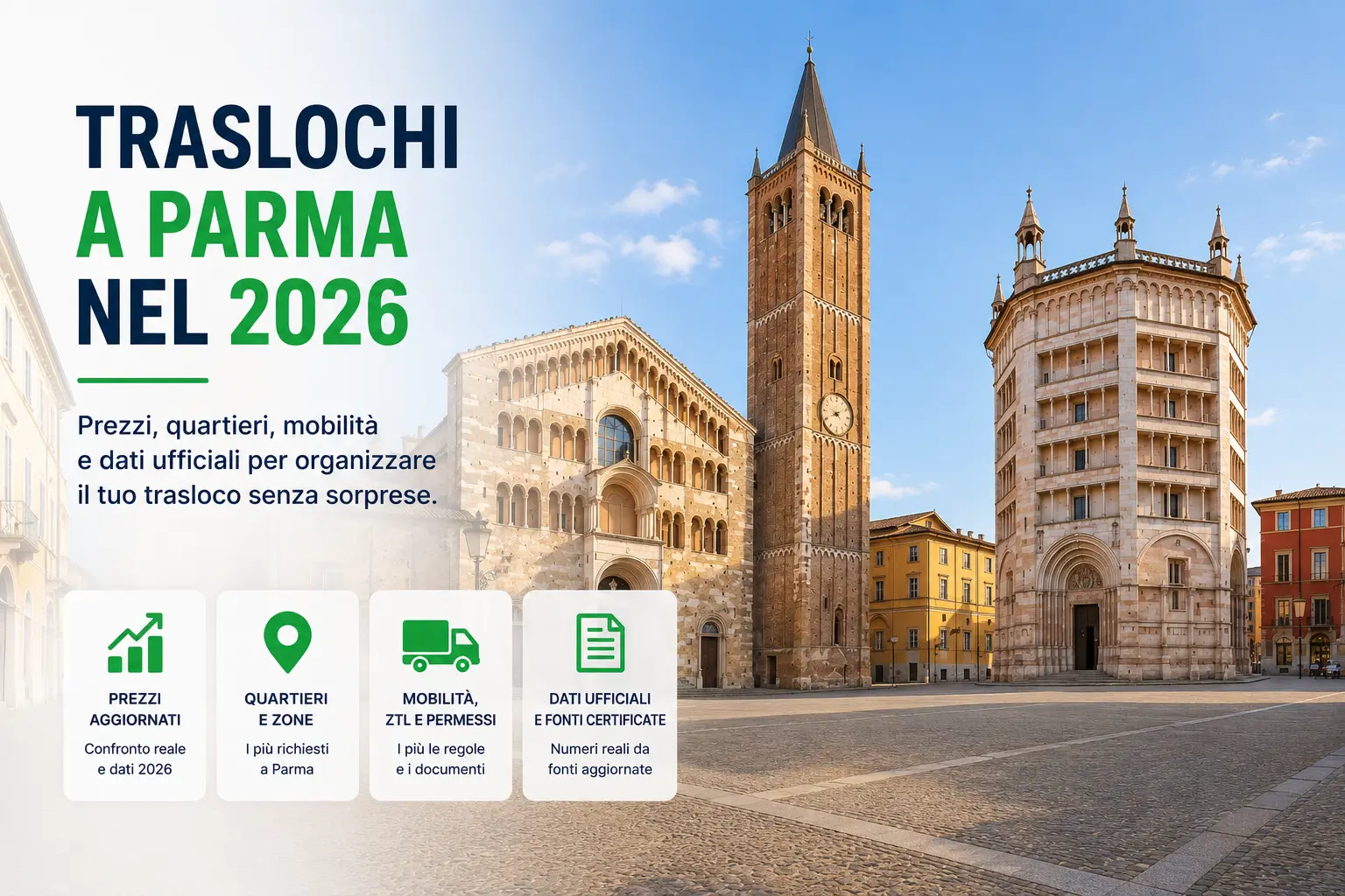Traslochi a Parma nel 2026 con prezzi, quartieri, mobilità e dati ufficiali