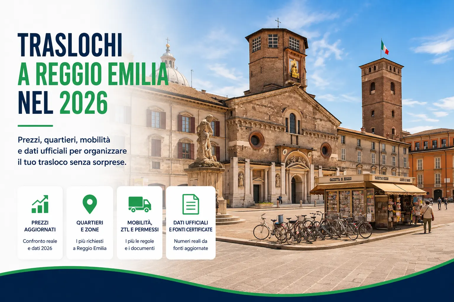 Traslochi a Reggio Emilia nel 2026: dati su residenti, trasferimenti, prezzi, ZTL e procedure locali
